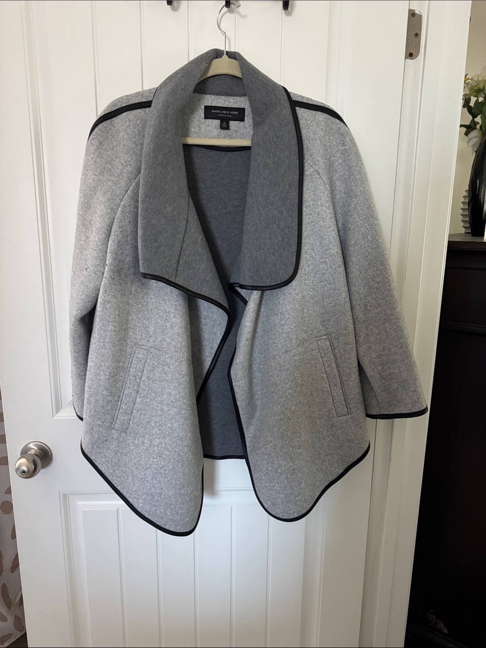 Ann Taylor Gray Wool-Blend Draped Collar Coat